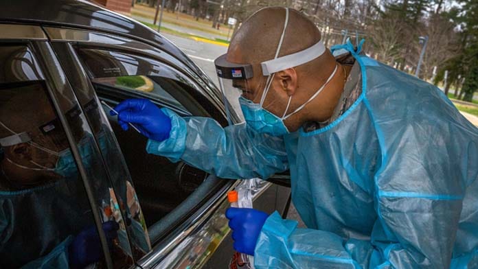 A U.S. Air Force Airman with the 108th Wing, New Jersey Air Nati