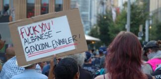 Defiant protests disrupt Albanese’s embrace of war criminal Isaac Herzog